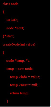 Data Structure - Code for creation of node