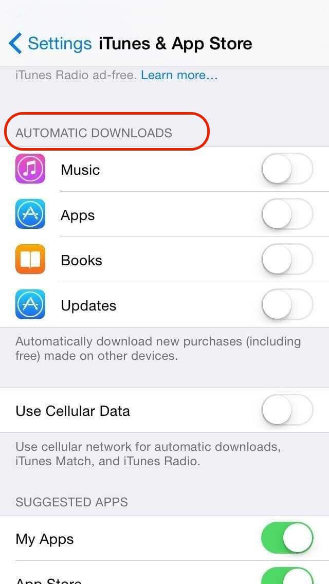 iOS 8 Disable app auto-update