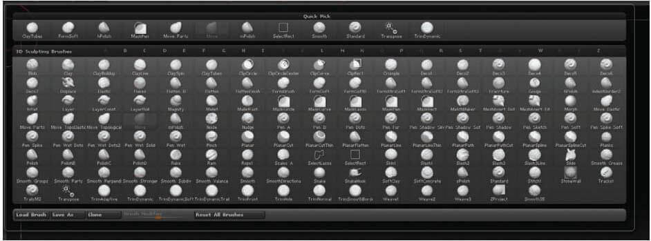 brush menu - digital sculpting