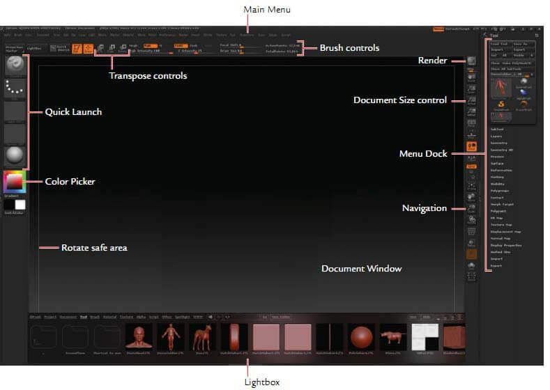 interface - Zbrush digital sculpting