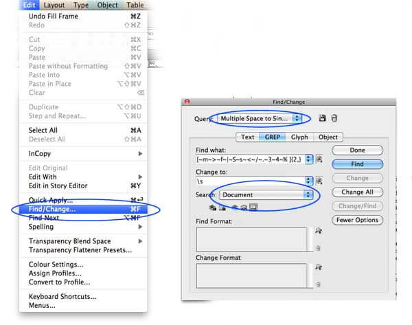 find change - Adobe InDesign