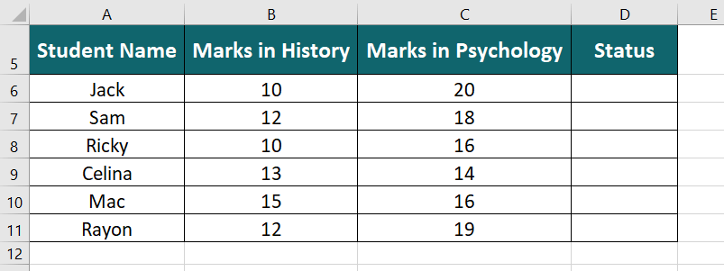 OR in Excel-Condition 1