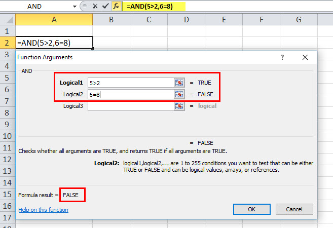 and function in excel example 2
