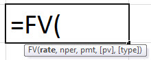 FV Formula in Excel