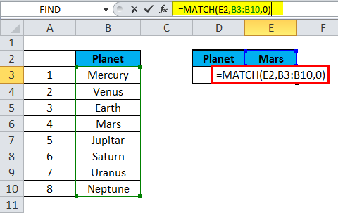 MATCH Function Example 1-1