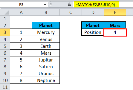 MATCH Function Example 1-2