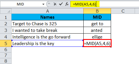mid in excel Example 1-2