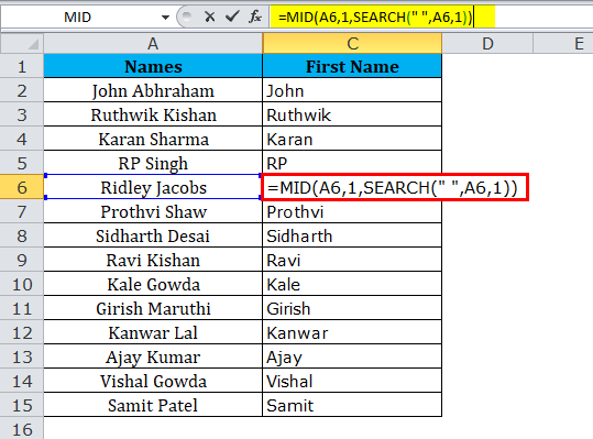 mid in excel Example 2-2