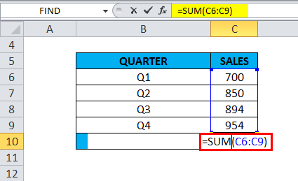 SUM Function in excel( get a total sales data.)