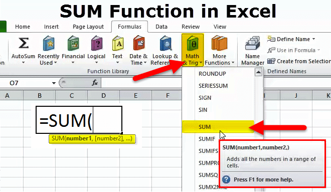 SUM Function in Excel