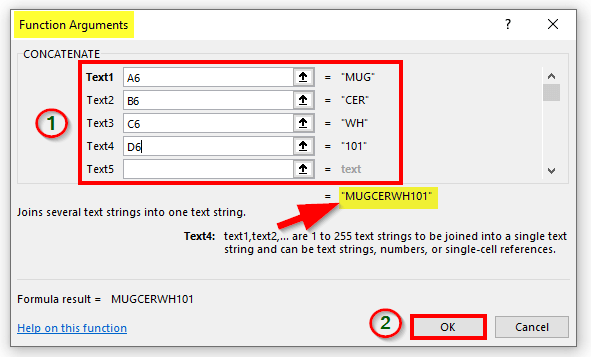 Insert Function (fx) step 7