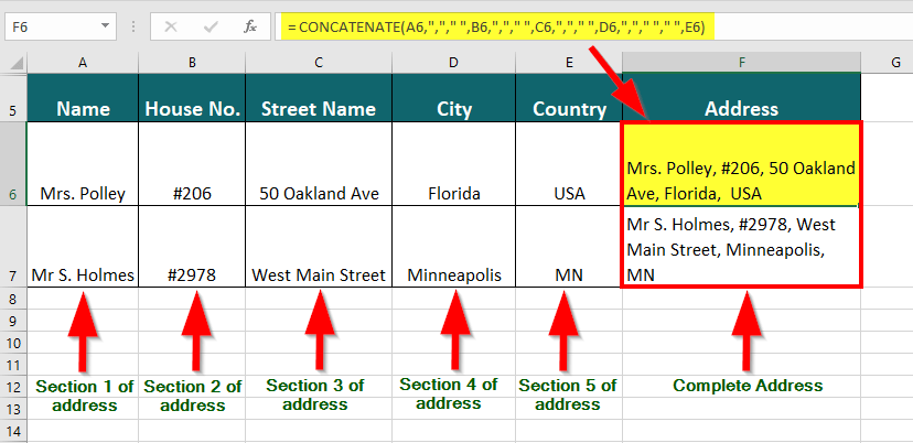 CONCATENATE in Excel