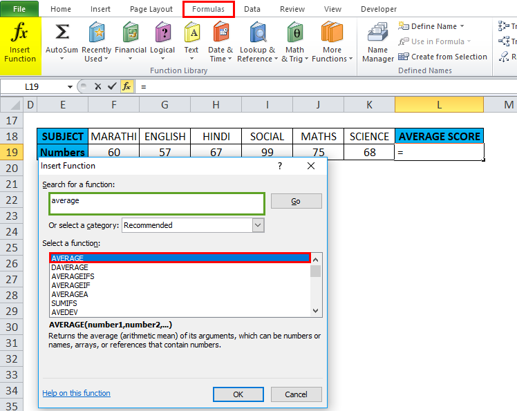 average in excel Example 2-7