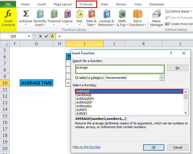 Average in excel Example 3-2