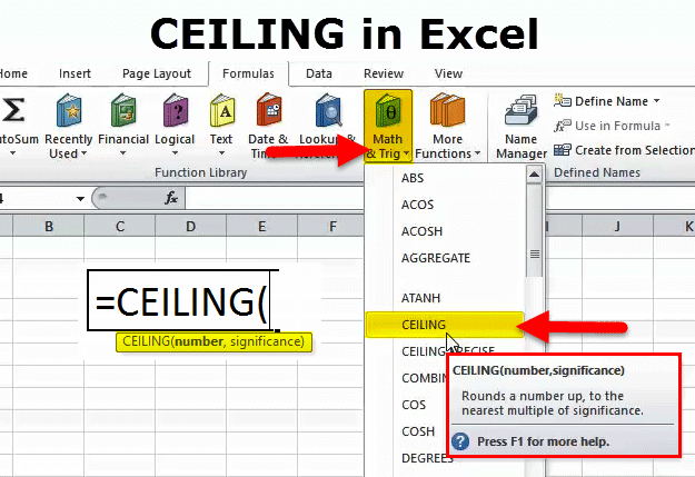 CEILING Function in Excel