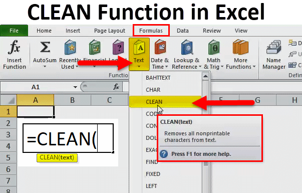 CLEAN function in excel
