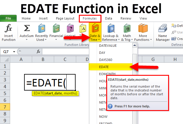 EDATE Function in Excel