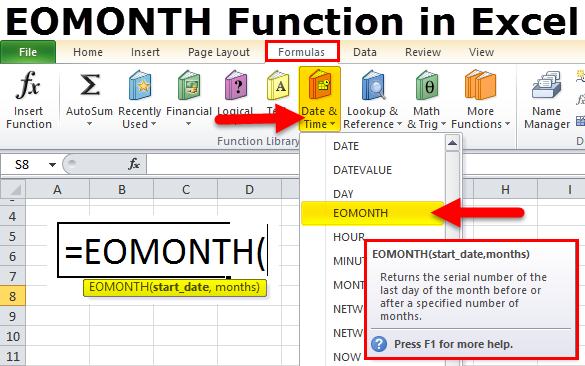 EOMONTH Function in Excel Example