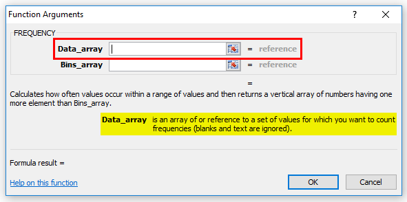 FREQUENCY Function step6