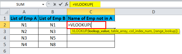 VLOOKUP formula Example1-1