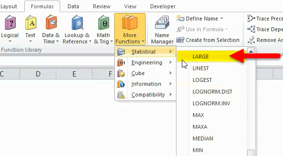 LARGE Step 4 LARGE Formula in Excel