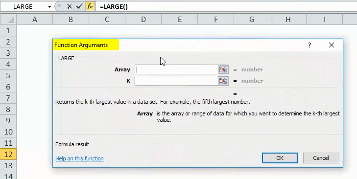 LARGE Step 5 LARGE Formula in Excel