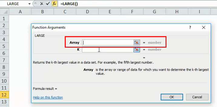 LARGE Step 6 LARGE Formula in Excel