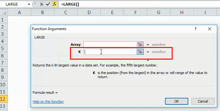 LARGE Step 7 LARGE Formula in Excel