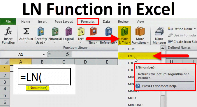 LN Function in Excel