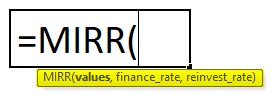 MIRR Formula in Excel