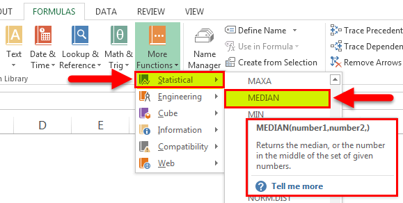 Median function step 2