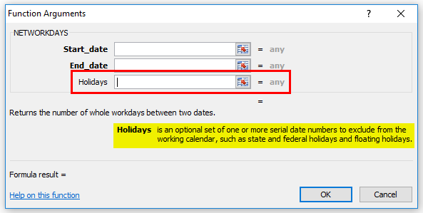 NETWORKDAYS Function Step 7
