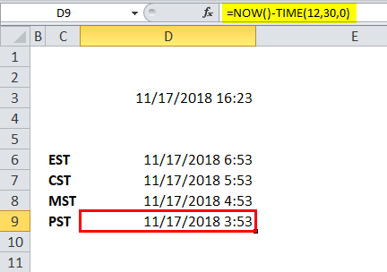 now function in excel Example 3-9