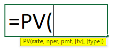 PV formula in excel