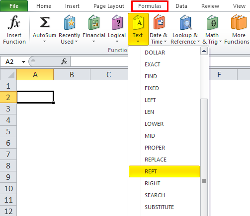 REPT Function Step 2