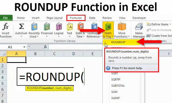 ROUNDUP in Excel