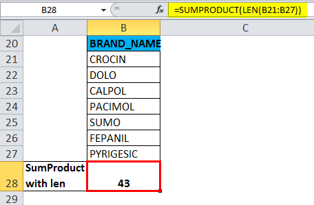 SUMPRODUCT Example 4.4