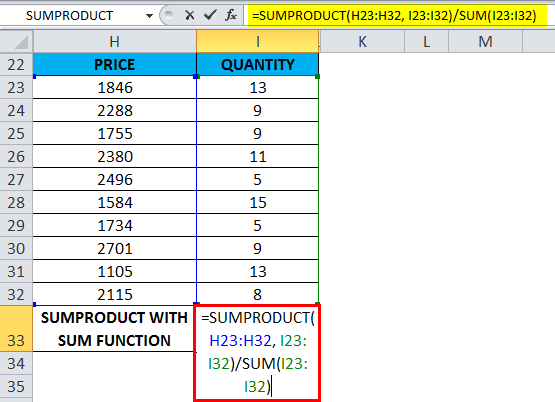 SUMPRODUCT Example 5.1