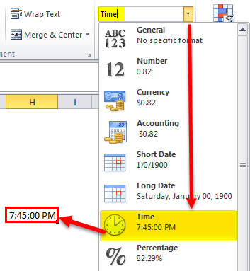 time function in excel -TIME Format 1