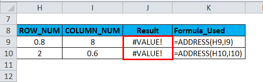 ADDRESS Function Error Example