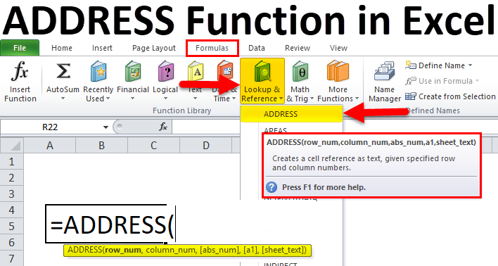 ADDRESS Function in Excel