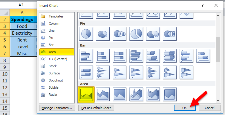 Area chart Example 2-3