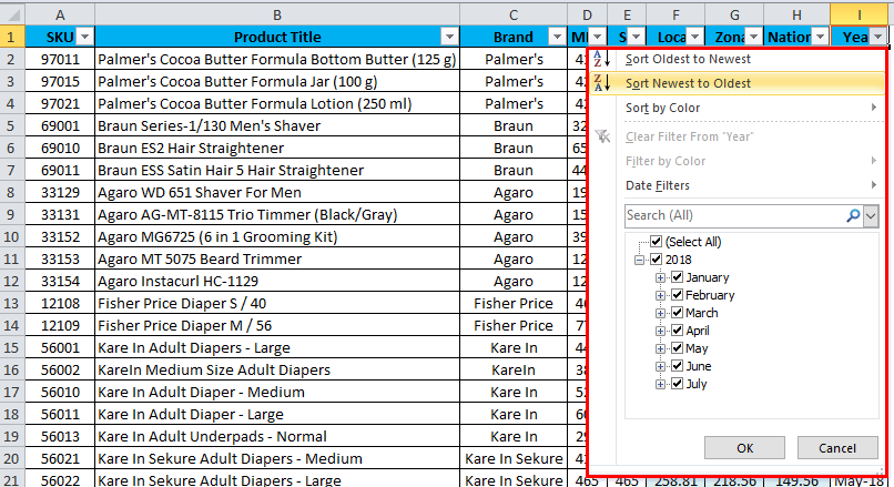 AutoFilter Example 2-4