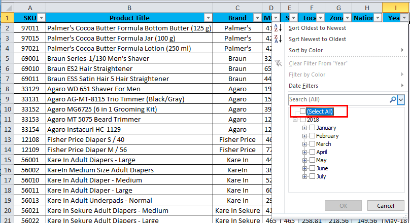 AutoFilter Example 2-5