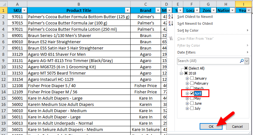 AutoFilter Example 2-6