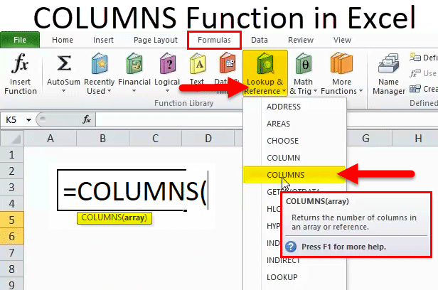 COLUMNS Function in Excel