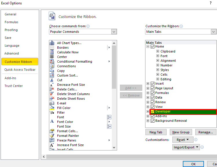 CheckBox Developer tab 2