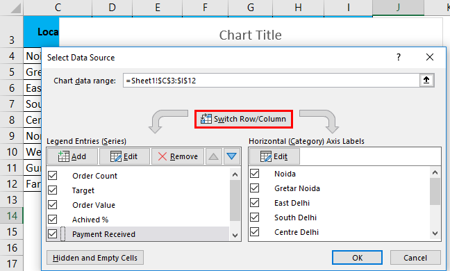 Clustered Column Chart Example 1-12