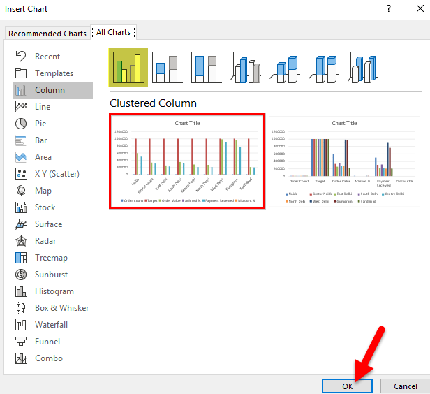 Clustered Column Chart Step 2