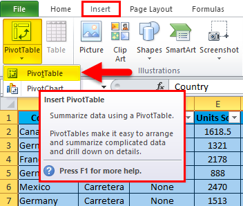Delete Pivot Table Step 1-2